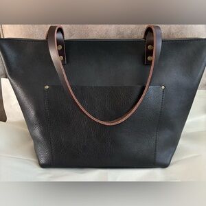 Portland Leather Large Zip Tote in Pebbled Black